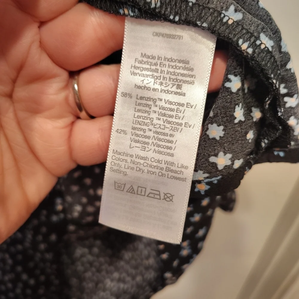 Madewell Women's Black Ditsy Floral Seamed Mini Dress 6 Square Neck Retro Party